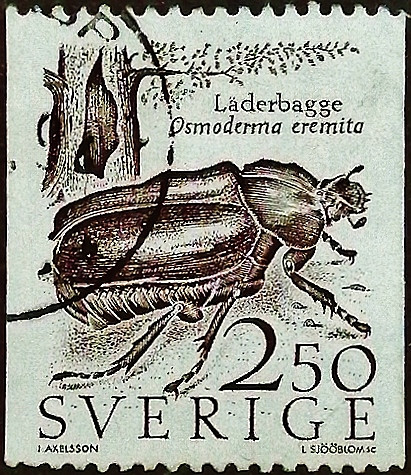 Почтовая марка. "Жук-отшельник". 1987 год, Швеция.