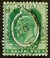 Почтовая марка. "Король Эдуард VII". 1909 год, Мальта.