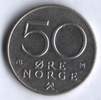 Монета 50 эре. 1979 год, Норвегия.