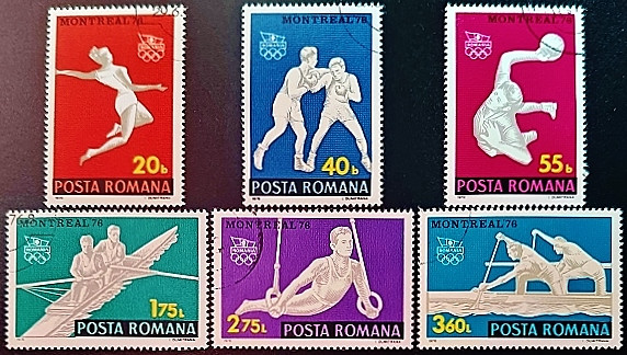Набор почтовых марок (6 шт.). "Летние Олимпийские игры, Монреаль`1976". 1976 год, Румыния.