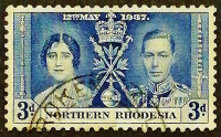Почтовая марка. "Коронация короля Георга VI и королевы Елизаветы". 1937 год, Северная Родезия.