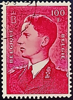 Почтовая марка (100 f.). "Король Бодуэн". 1958 год, Бельгия.
