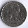 Монета 5 франков. 1938 год, Бельгия (Belgique-Belgie).