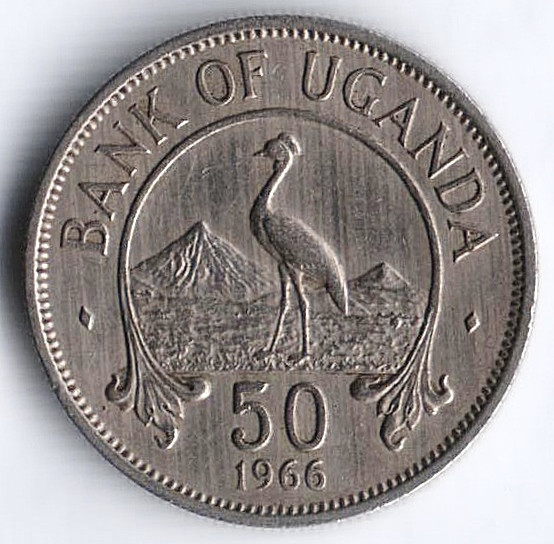 Монета 50 центов. 1966 год, Уганда.