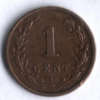 Монета 1 цент. 1899 год, Нидерланды.