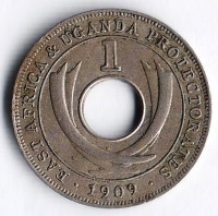 Монета 1 цент. 1909 год, Британская Восточная Африка и Уганда.