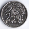 Монета 25 центов. 2006 год, Тринидад и Тобаго.