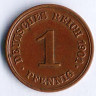 Монета 1 пфенниг. 1901 год (E), Германская империя.