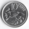 Монета 10 центов. 1977 год, Белиз.