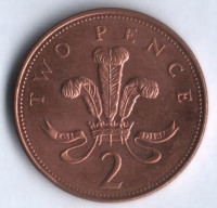 Монета 2 пенса. 2002 год, Великобритания.