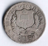 Монета 20 сентаво. 1897 год, Доминиканская Республика.