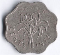 Монета 10 центов. 1975 год, Свазиленд. FAO.