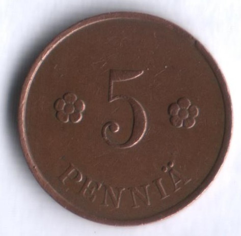 5 пенни. 1929 год, Финляндия.