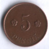 5 пенни. 1929 год, Финляндия.