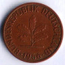 Монета 1 пфенниг. 1966(J) год, ФРГ.