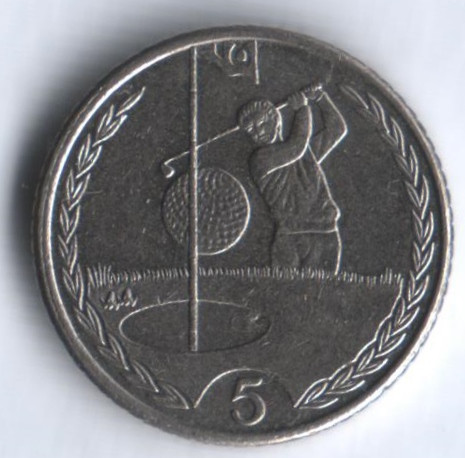 Монета 5 пенсов. 1997(AA) год, Остров Мэн.
