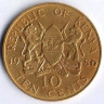 Монета 10 центов. 1986 год, Кения.