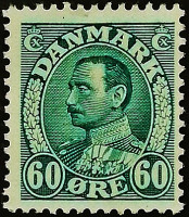 Марка почтовая (60 ö.). "Король Кристиан Х". 1934 год, Дания.