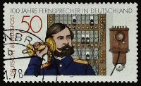 Почтовая марка. "100 лет немецкого телефона". 1977 год, ФРГ.