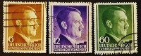 Набор почтовых марок (3 шт.). "Адольф Гитлер". 1941-1943 год, Польша (Германская оккупация во ВМВ).