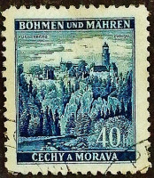 Почтовая марка (40 h.). "Замок Звиков". 1939 год, Богемия и Моравия.