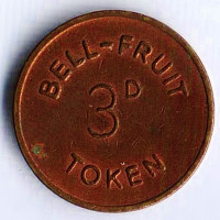 Игровой жетон "BELL-FRUIT" 3 пенса, Великобритания (Ноттингем).