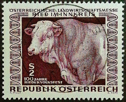 Почтовая марка. "Австрийская сельскохозяйственная ярмарка, Рид". 1967 год, Австрия. Почтовая марка. "Австрийская сельскохозяйственная ярмарка, Рид". 1967 год, Австрия.