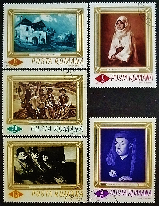 Набор почтовых марок (5 шт.). "Картины из Национальной галереи в Бухаресте". 1966 год, Румыния.