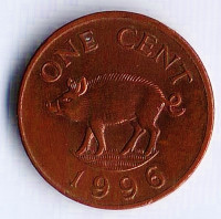Монета 1 цент. 1996 год, Бермудские острова.