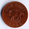 Монета 1 цент. 1996 год, Бермудские острова.