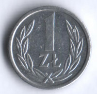 Монета 1 злотый. 1989 год, Польша.