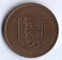 Монета 2 новых пенса. 1980 год, Джерси.