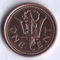 Монета 1 цент. 2005 год, Барбадос.