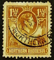 Почтовая марка. "Король Георг VI". 1941 год, Северная Родезия.