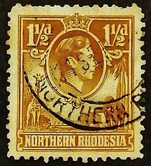 Почтовая марка. "Король Георг VI". 1941 год, Северная Родезия.