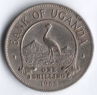 Монета 1 шиллинг. 1968 год, Уганда.