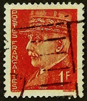 Почтовая марка (1 f.). "Маршал Филипп Петен". 1941 год, Франция.