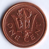 Монета 1 цент. 2001 год, Барбадос.