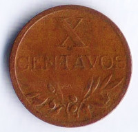 Монета 10 сентаво. 1943 год, Португалия.