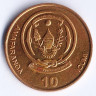 Монета 10 франков. 2009 год, Руанда.