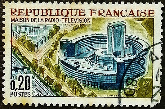 Почтовая марка. "Париж: Дом радио и телевидения". 1963 год, Франция. Почтовая марка. "Париж: Дом радио и телевидения". 1963 год, Франция.