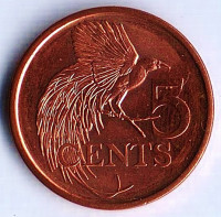 Монета 5 центов. 2020 год, Тринидад и Тобаго.