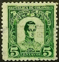 Почтовая марка (5 c.). "Генерал Кордоба". 1899 год, Антьокия (Колумбия).