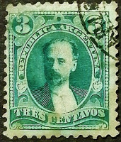 Почтовая марка (3 c.). "Мигель Хуарес Сельман". 1889 год, Аргентина.