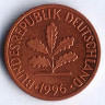 Монета 1 пфенниг. 1996(D) год, ФРГ.