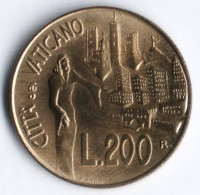 Монета 200 лир. 1991 год, Ватикан.