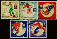 Набор почтовых марок  (5 шт.). "Зимние Олимпийские игры 1968 года - Гренобль". 1967 год, Йемен, Арабская Республика.