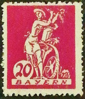 Марка почтовая (20 pf.). "Прощальный выпуск". 1920 год, Бавария.