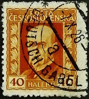 Почтовая марка (40 h.). "Томаш Масарик". 1925 год, Чехословакия.