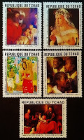 Набор почтовых марок (5 шт.). "Картины". 1969 год, Чад.